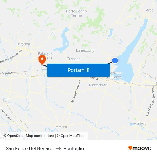 San Felice Del Benaco to Pontoglio map