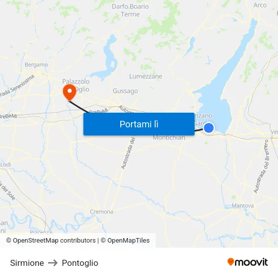 Sirmione to Pontoglio map