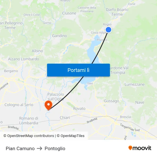 Pian Camuno to Pontoglio map
