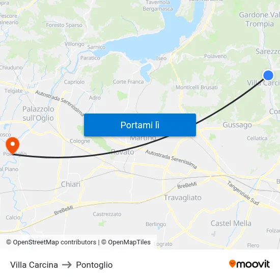 Villa Carcina to Pontoglio map