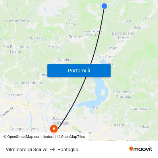 Vilminore Di Scalve to Pontoglio map