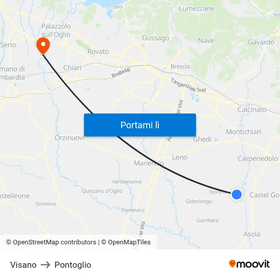 Visano to Pontoglio map