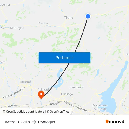 Vezza D' Oglio to Pontoglio map