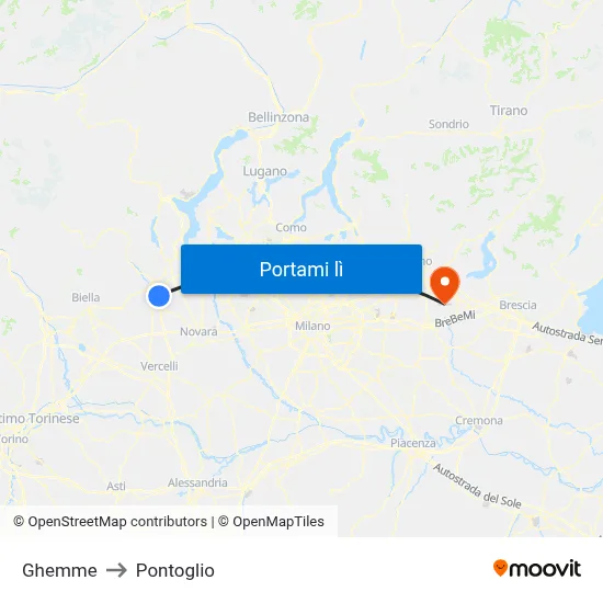 Ghemme to Pontoglio map