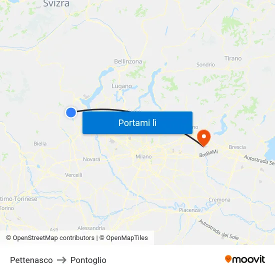 Pettenasco to Pontoglio map