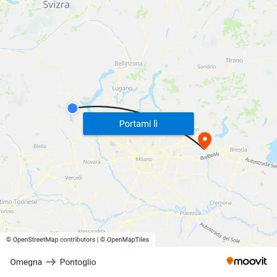 Omegna to Pontoglio map