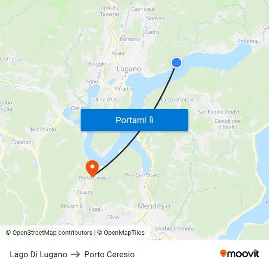 Lago Di Lugano to Porto Ceresio map