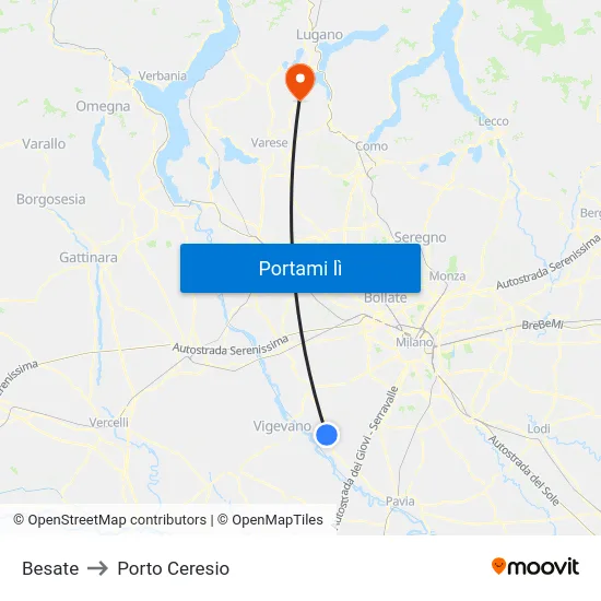 Besate to Porto Ceresio map
