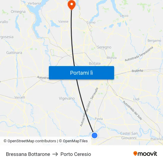 Bressana Bottarone to Porto Ceresio map