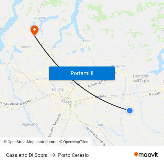 Casaletto Di Sopra to Porto Ceresio map