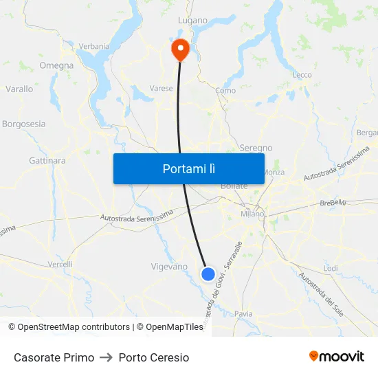 Casorate Primo to Porto Ceresio map