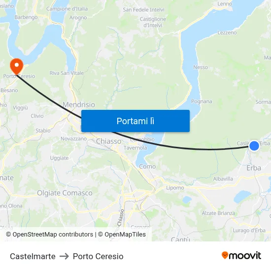 Castelmarte to Porto Ceresio map