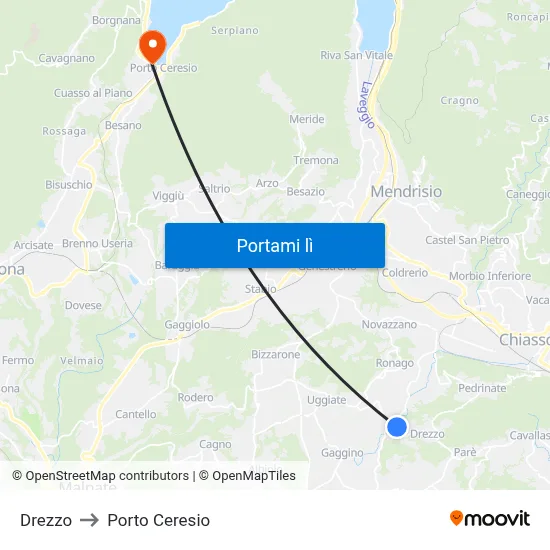 Drezzo to Porto Ceresio map