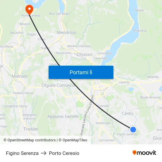 Figino Serenza to Porto Ceresio map