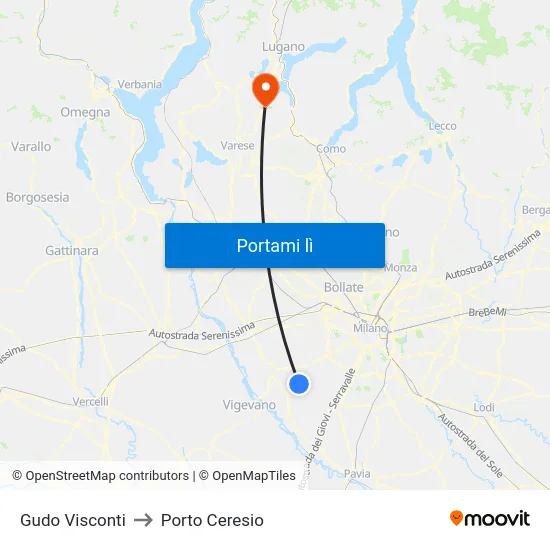 Gudo Visconti to Porto Ceresio map