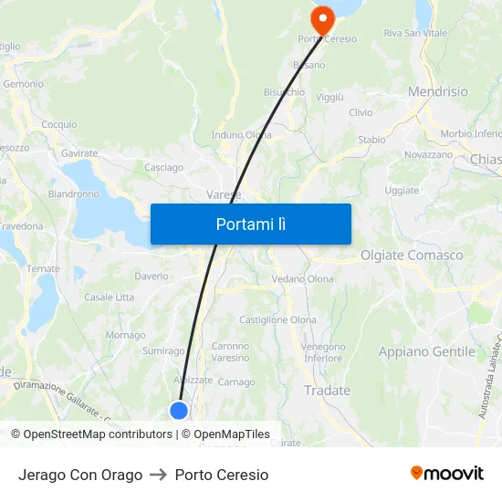 Jerago Con Orago to Porto Ceresio map