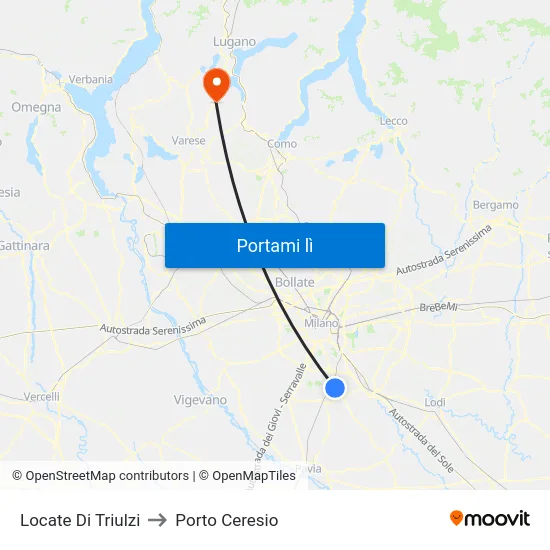 Locate Di Triulzi to Porto Ceresio map