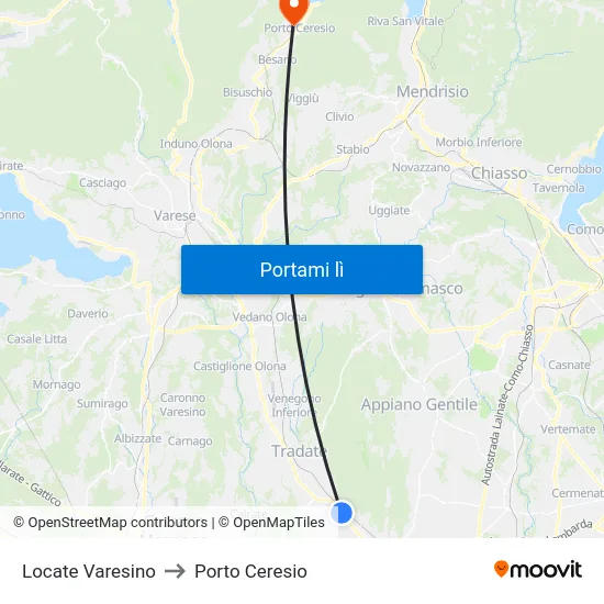 Locate Varesino to Porto Ceresio map