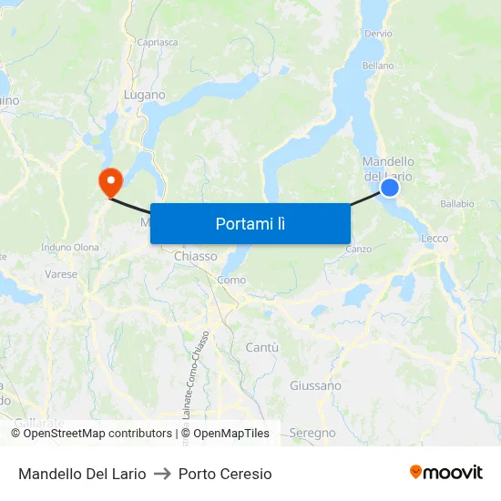 Mandello Del Lario to Porto Ceresio map