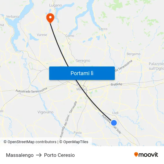 Massalengo to Porto Ceresio map