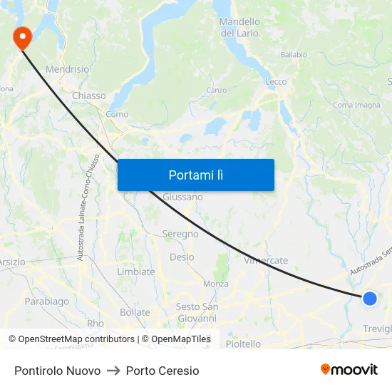 Pontirolo Nuovo to Porto Ceresio map