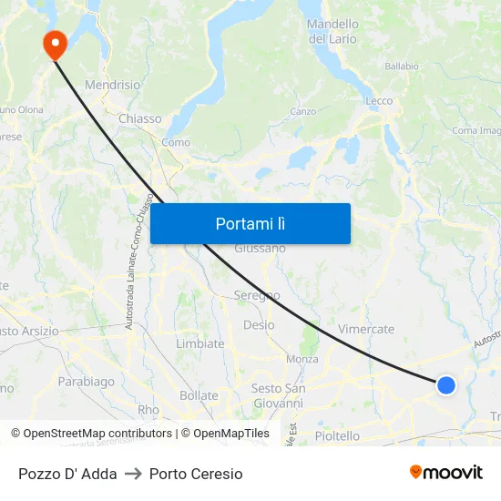 Pozzo D' Adda to Porto Ceresio map