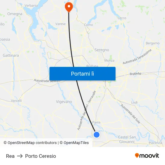 Rea to Porto Ceresio map