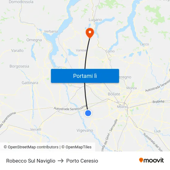 Robecco Sul Naviglio to Porto Ceresio map