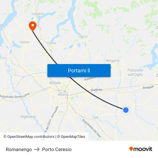 Romanengo to Porto Ceresio map
