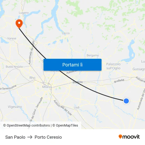 San Paolo to Porto Ceresio map