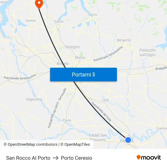 San Rocco Al Porto to Porto Ceresio map