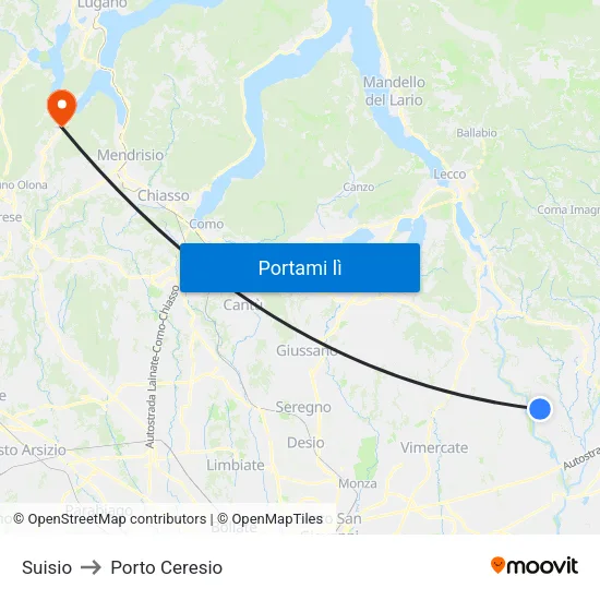 Suisio to Porto Ceresio map