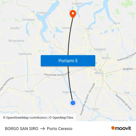 BORGO SAN SIRO to Porto Ceresio map