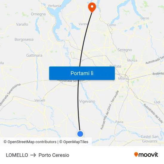 LOMELLO to Porto Ceresio map