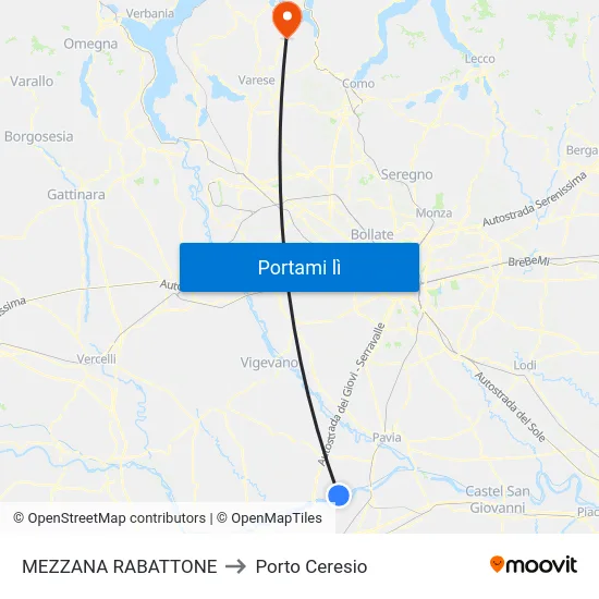 MEZZANA RABATTONE to Porto Ceresio map