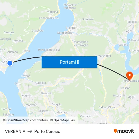 VERBANIA to Porto Ceresio map