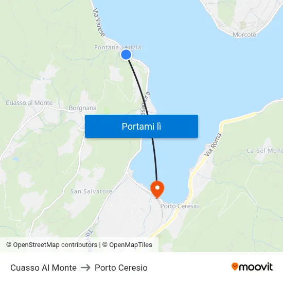 Cuasso Al Monte to Porto Ceresio map