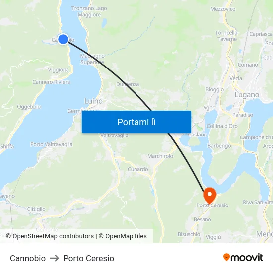 Cannobio to Porto Ceresio map