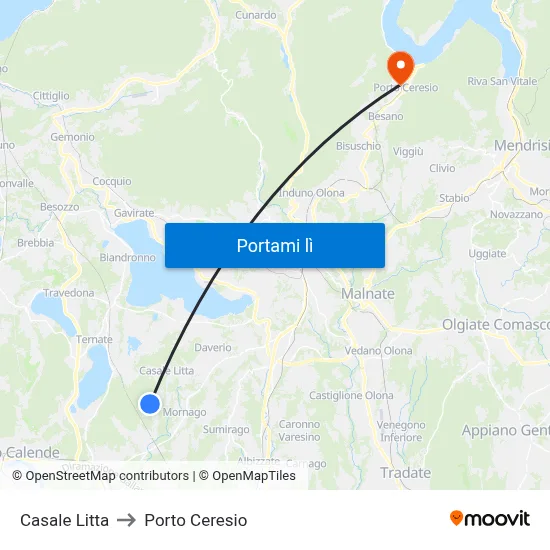 Casale Litta to Porto Ceresio map