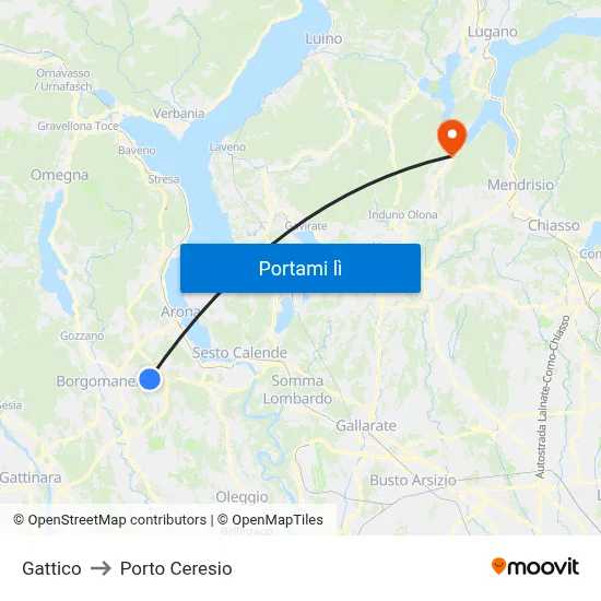 Gattico to Porto Ceresio map