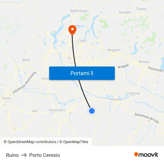 Ruino to Porto Ceresio map