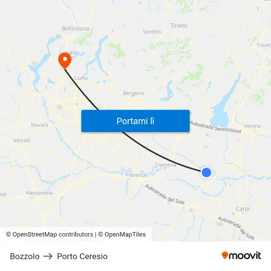 Bozzolo to Porto Ceresio map