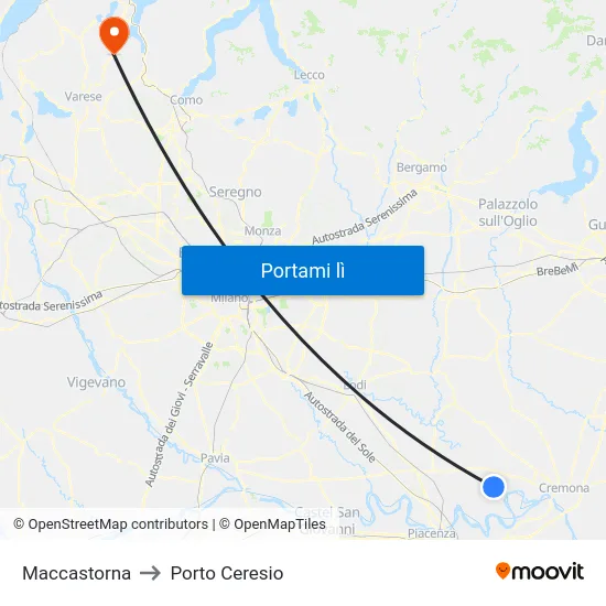 Maccastorna to Porto Ceresio map
