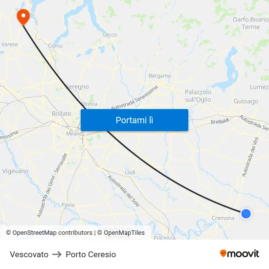 Vescovato to Porto Ceresio map