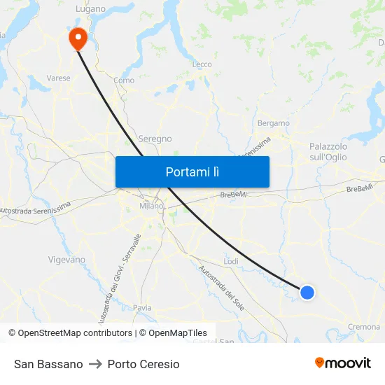 San Bassano to Porto Ceresio map