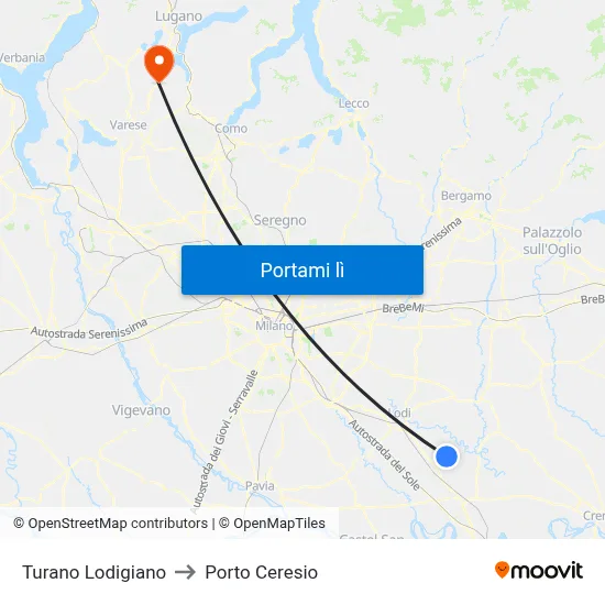Turano Lodigiano to Porto Ceresio map