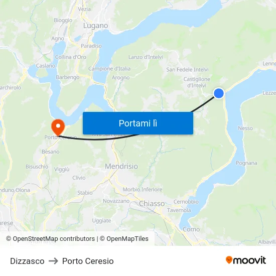 Dizzasco to Porto Ceresio map