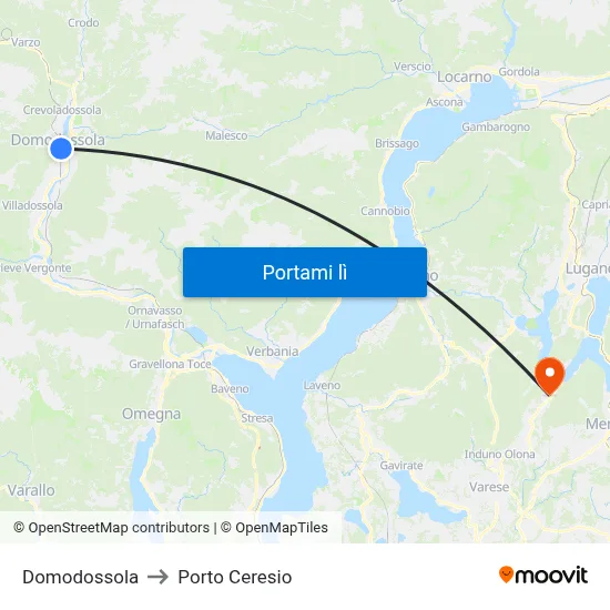 Domodossola to Porto Ceresio map