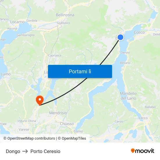 Dongo to Porto Ceresio map