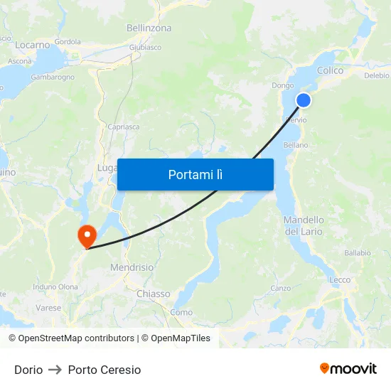 Dorio to Porto Ceresio map